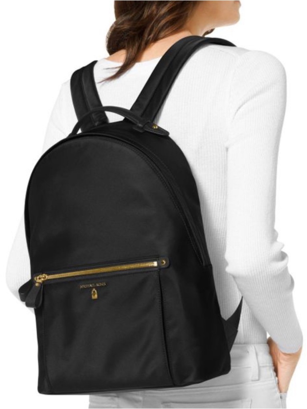 Michael Kors Black Backpack with Gold Hardware